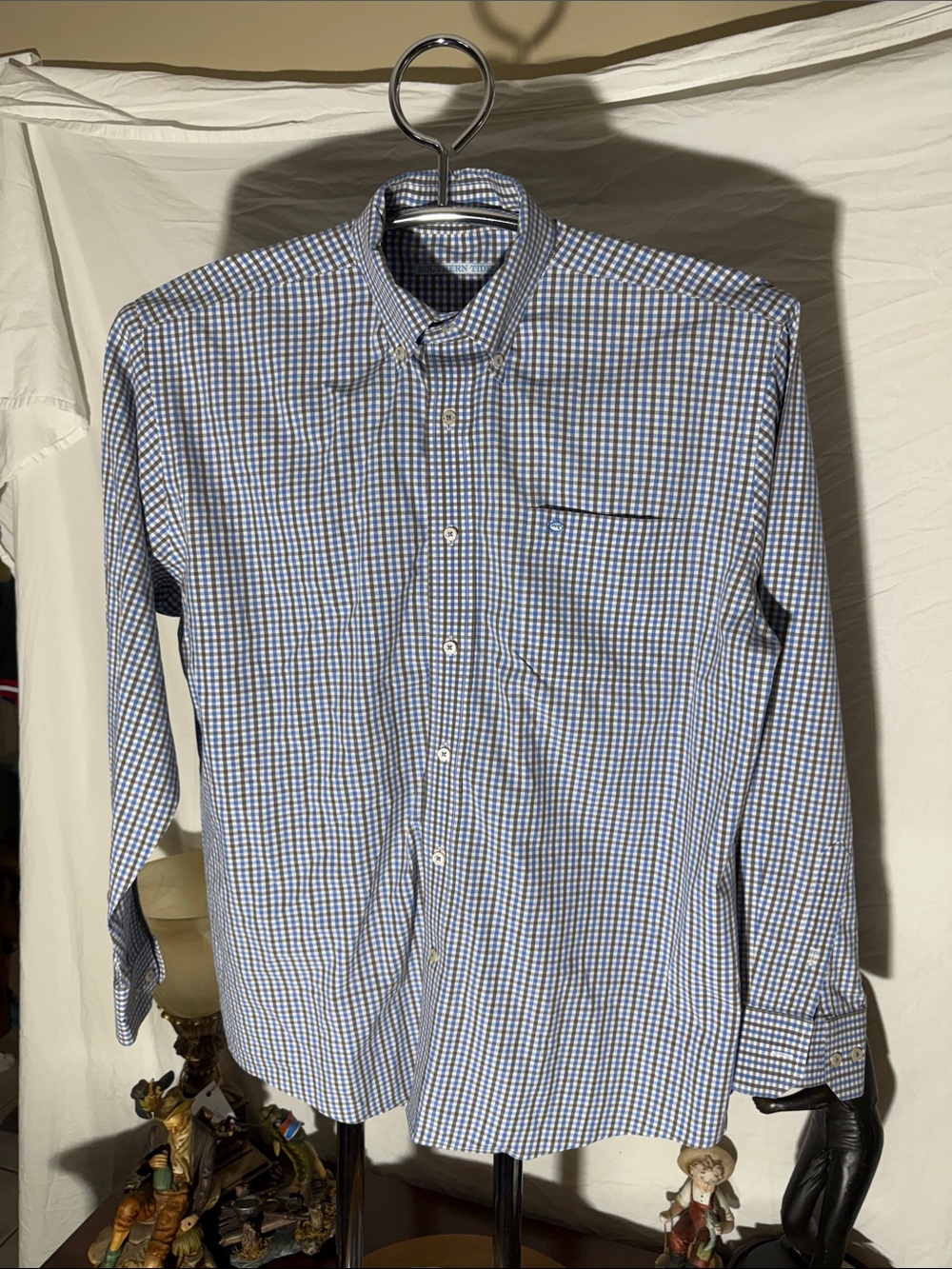 Southern Tide Blue & White Gingham Button-Down Shirt
